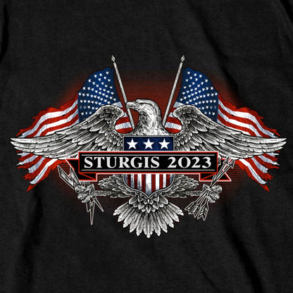 Hot Leathers SPB1108 Men’s 2023 Sturgis Vintage Patriot Black T-Shirt