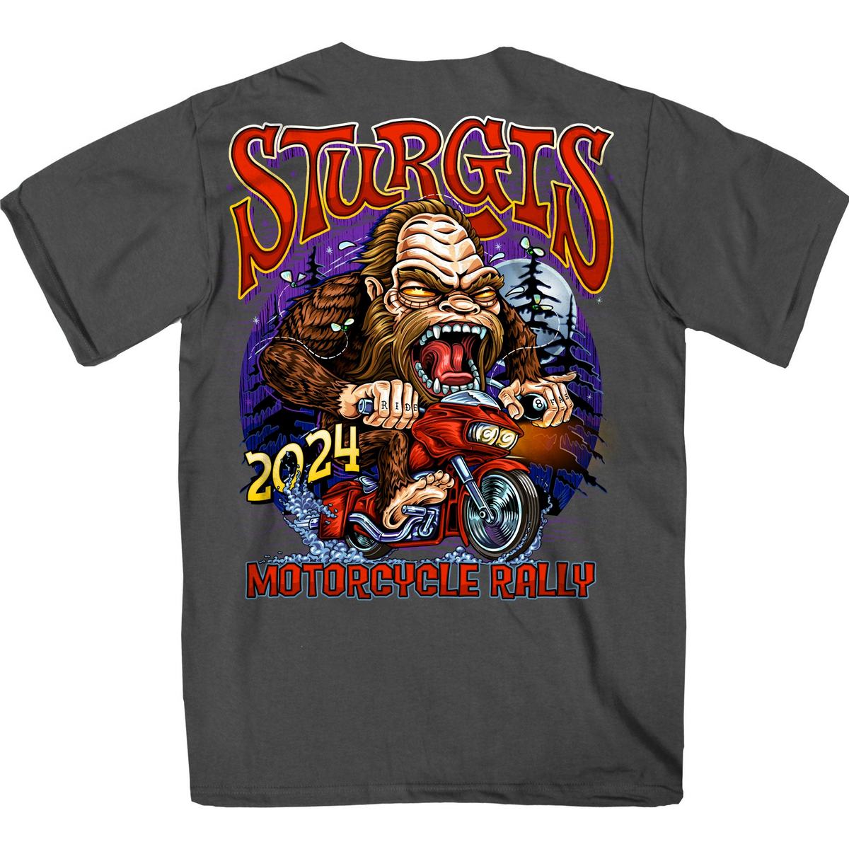 2024 Sturgis Men's Bigfoot Charcoal Motorcycle Rally T-Shirt SPB1112