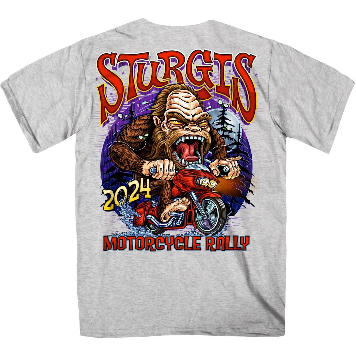 2024 Sturgis Men's Bigfoot Ash Motorcycle Rally T-Shirt SPB1113