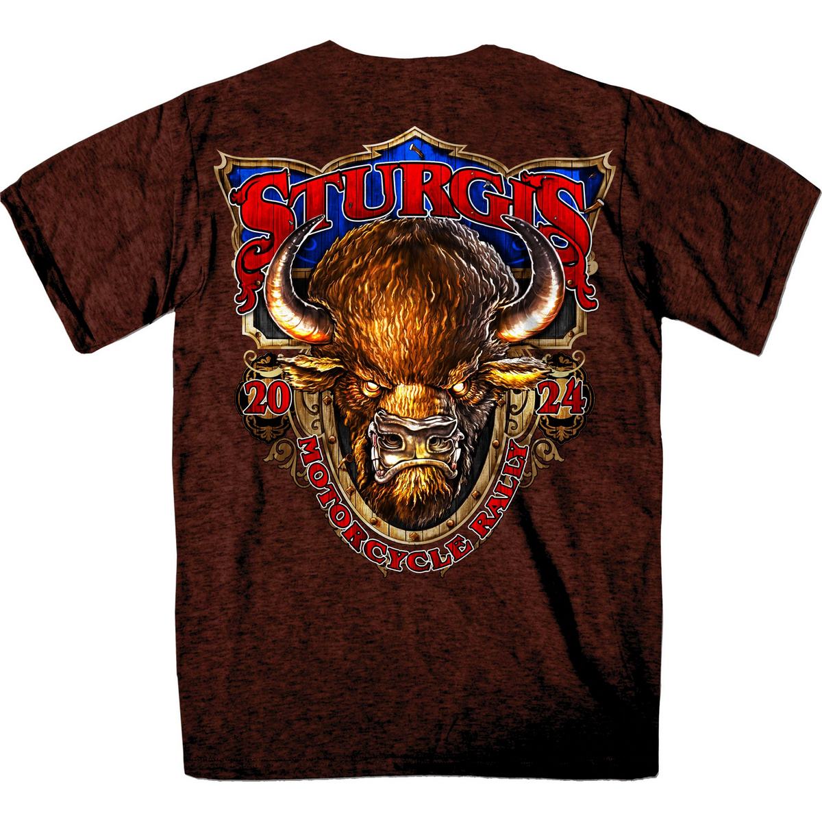 2024 Sturgis Men's Buffalo Russet Motorcycle Rally Tee Shirt SPB1115