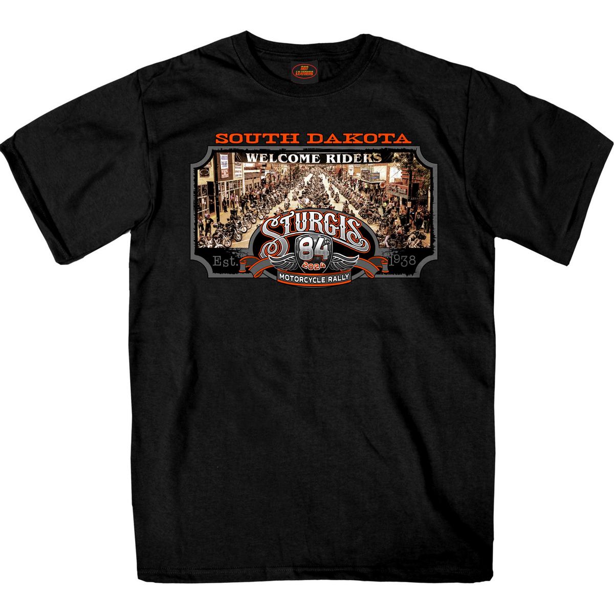 2024 Sturgis Men's Main Street Black Motorcycle Rally Tee Shirt