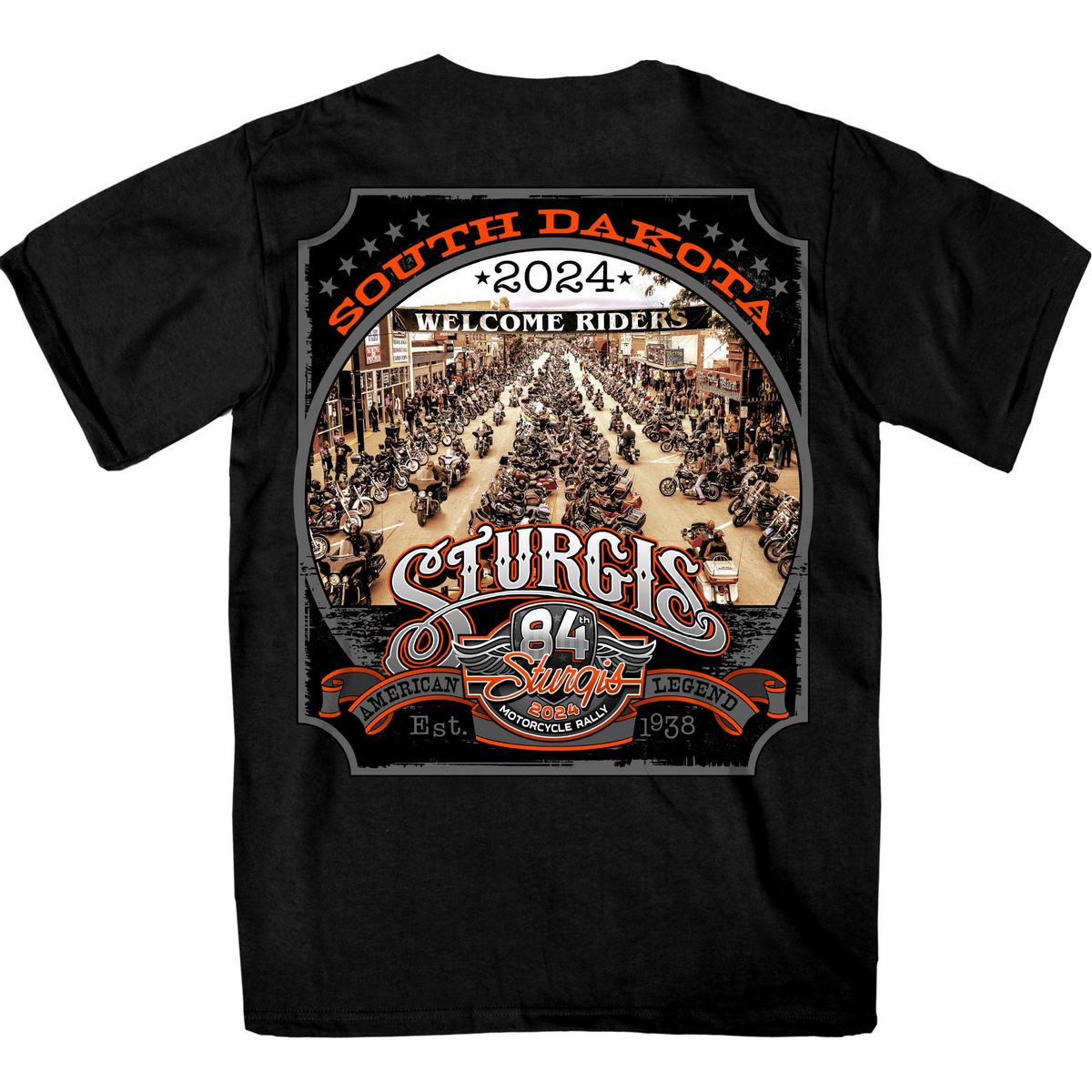 2024 Sturgis Men's Main Street Black Motorcycle Rally Tee Shirt ...