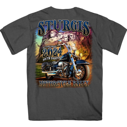 2024 Sturgis Men's Rushmore Charcoal Motorcycle Rally Tee Shirt SPB1132