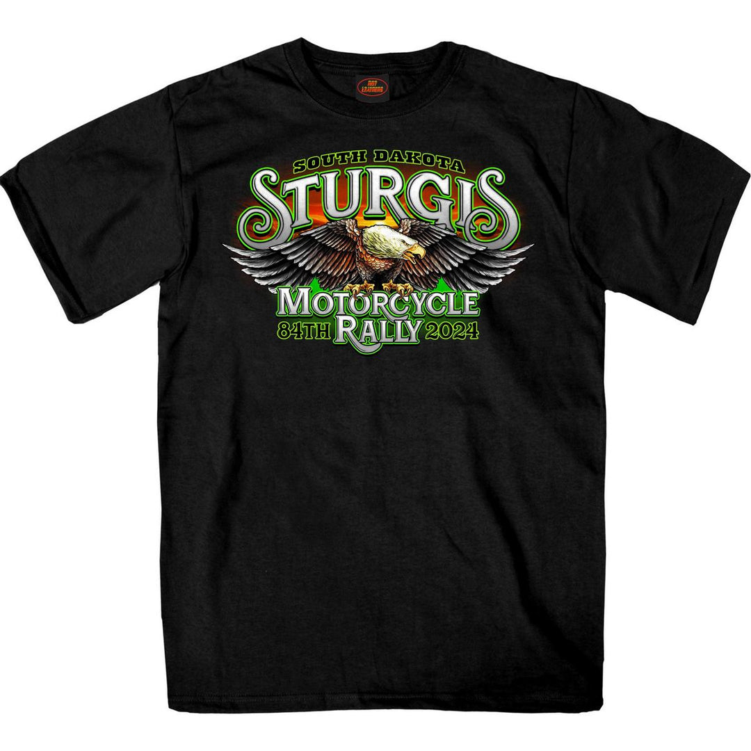 2024 Sturgis #1 Men's Design Eagle & Skull Black Motorcycle Rally T-Shirt SPB1136