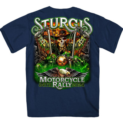 2024 Sturgis #1 Men's Design Eagle & Skull Navy Motorcycle Rally Tee Shirt SPB1139