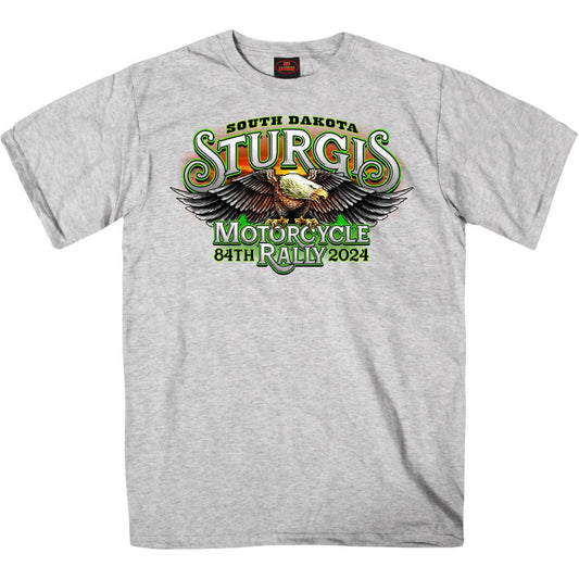 2024 Sturgis #1 Men's Design Eagle & Skull Ash Motorcycle Rally T-Shirt SPB1140