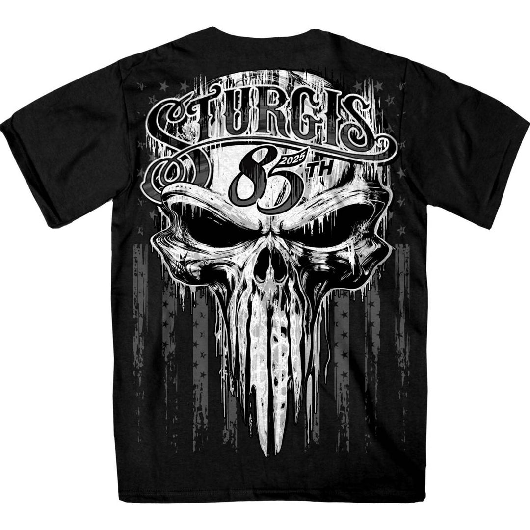 2025 Sturgis Motorcycle Rally Badass Skull Black Men&