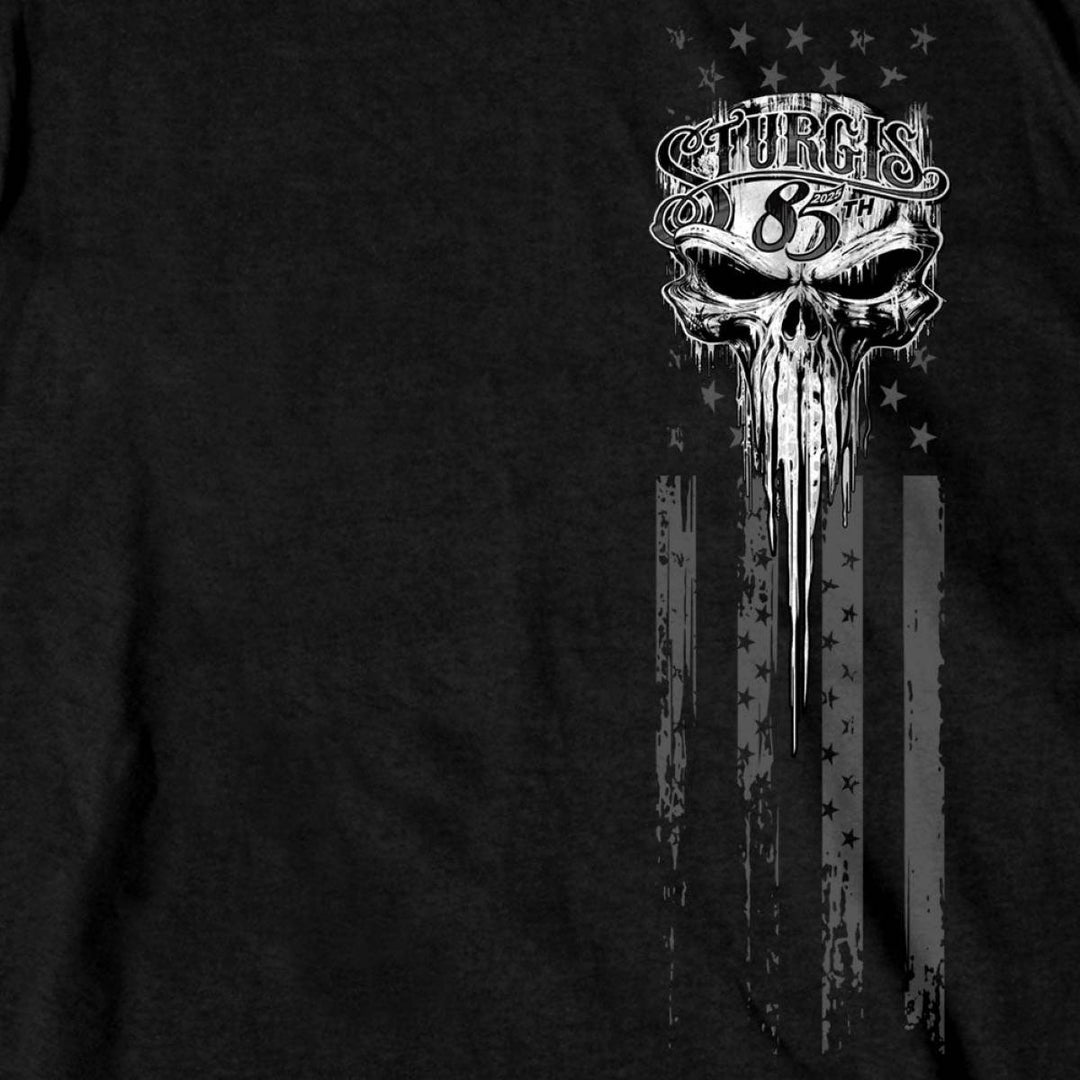 2025 Sturgis Motorcycle Rally Badass Skull Black Men&