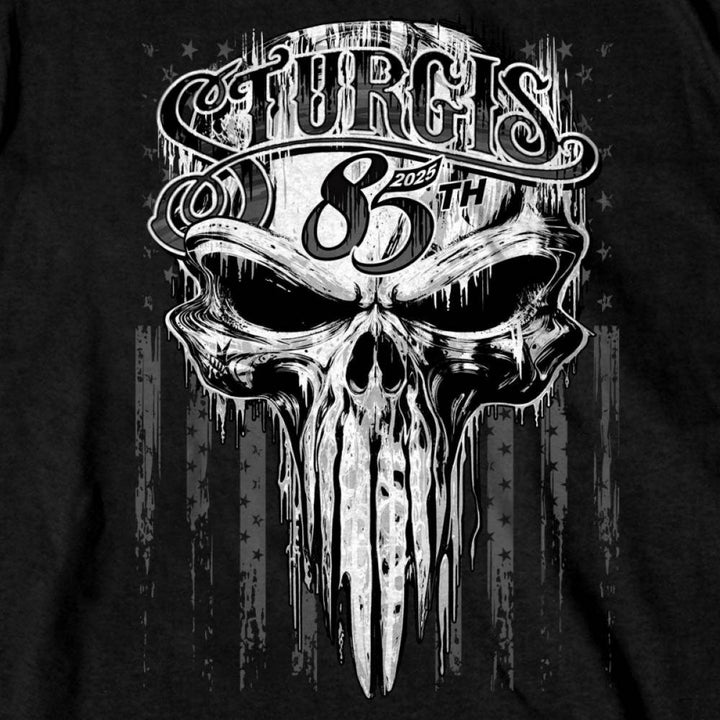 2025 Sturgis Motorcycle Rally Badass Skull Black Men&