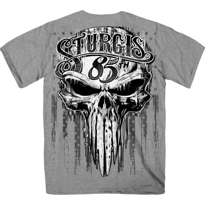 2025 Sturgis Motorcycle Rally Badass Skull Heather Grey Men&