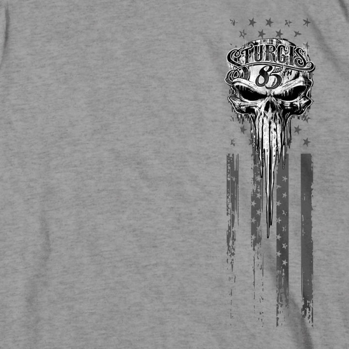 2025 Sturgis Motorcycle Rally Badass Skull Heather Grey Men&