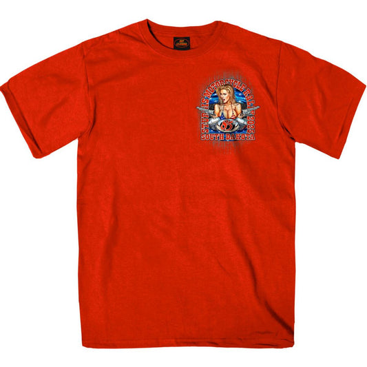 2025 Sturgis Motorcycle Rally Motor Pin UP Red SS T-Shirt SPB1167