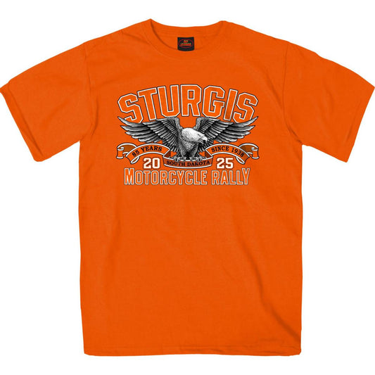 2025 Sturgis Motorcycle Rally Main Street Photo SS Orange T-shirt SPB1168