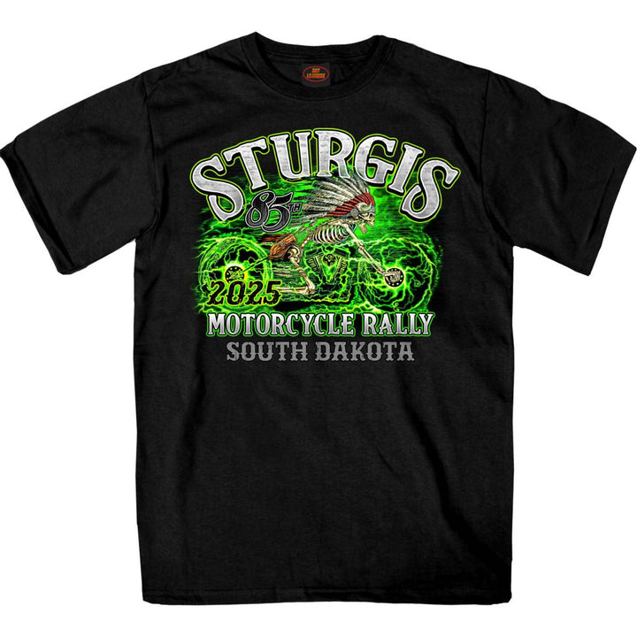2025 Sturgis Motorcycle Rally Skeleton Chief Black Men&