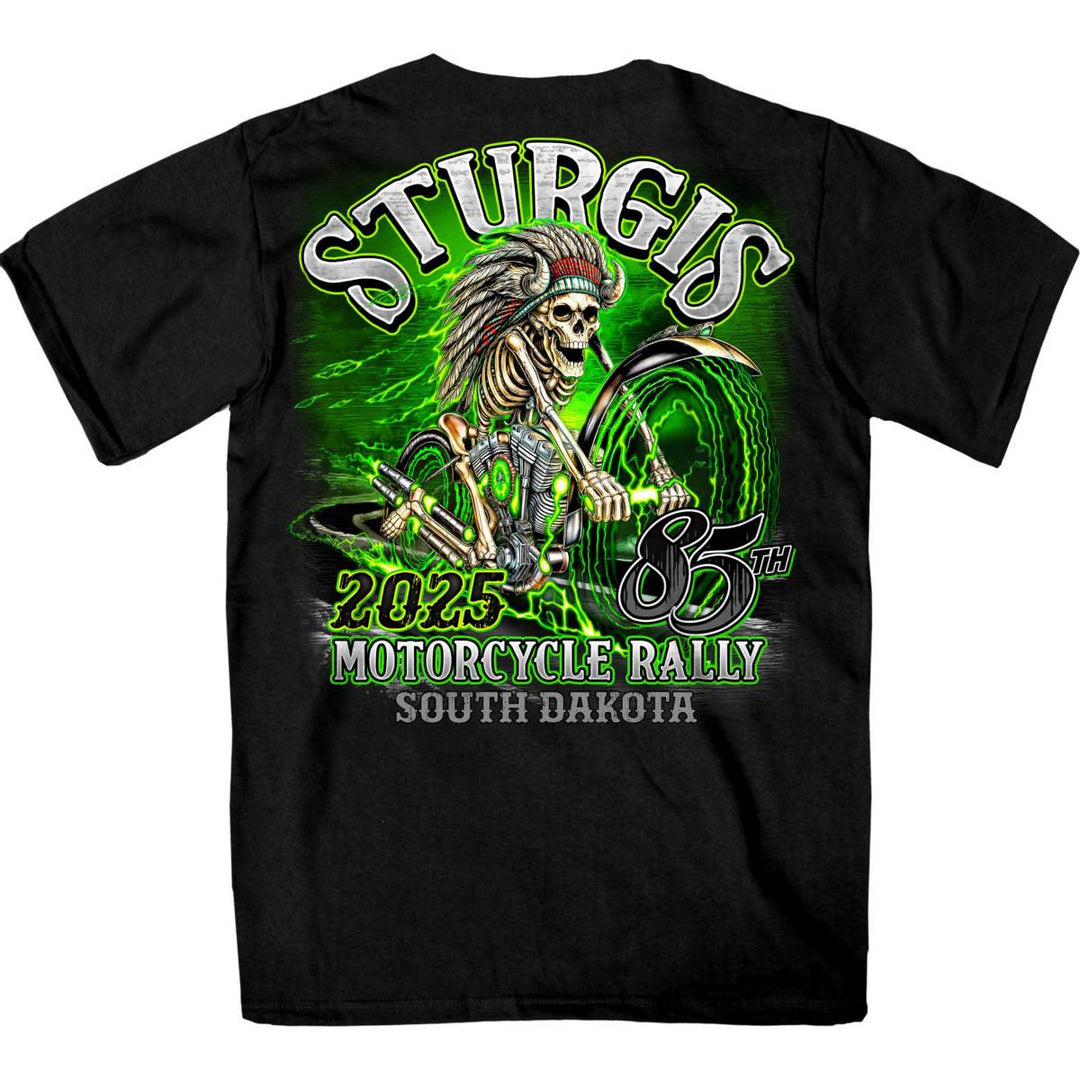 2025 Sturgis Motorcycle Rally Skeleton Chief Black Men&