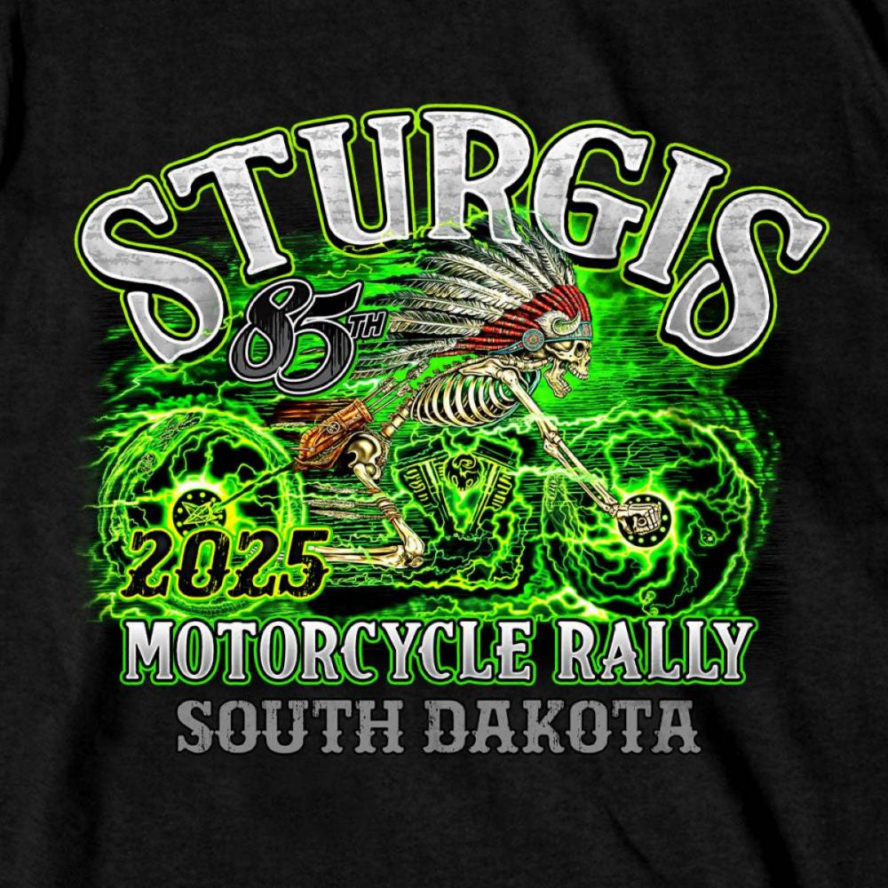 2025 Sturgis Motorcycle Rally Skeleton Chief Black Men&
