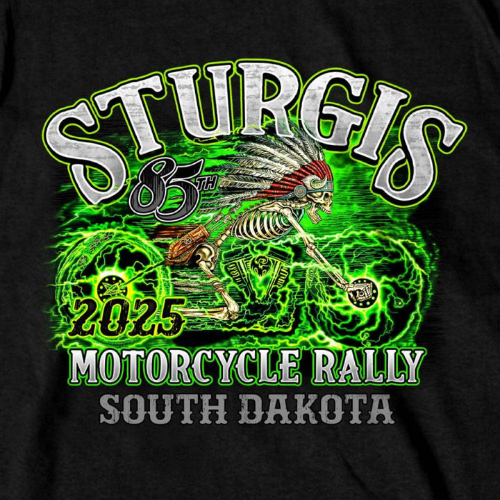 2025 Sturgis Motorcycle Rally Skeleton Chief Black Men&
