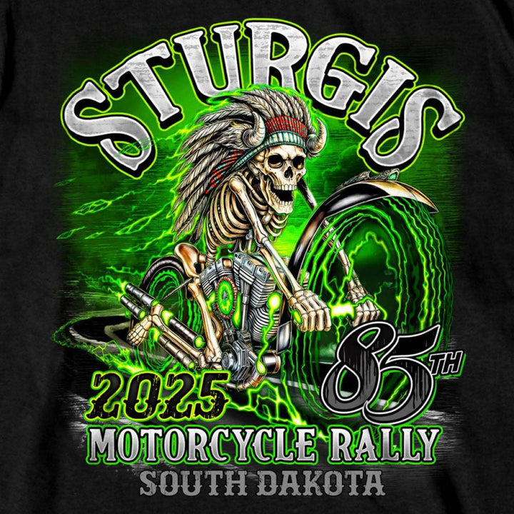 2025 Sturgis Motorcycle Rally Skeleton Chief Black Men&