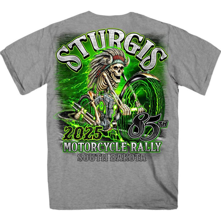 2025 Sturgis Motorcycle Rally Skeleton Chief Heather Grey Men&