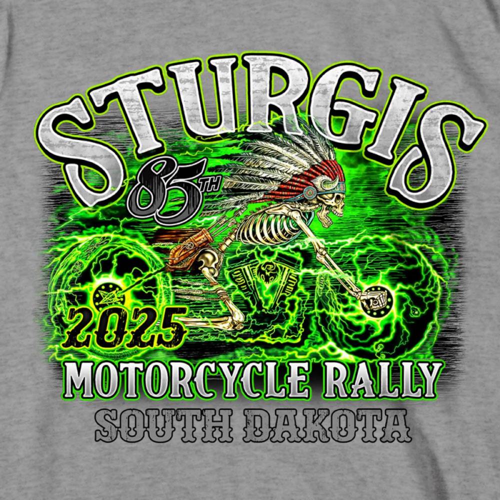 2025 Sturgis Motorcycle Rally Skeleton Chief Heather Grey Men&