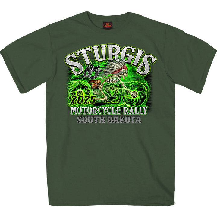 2025 Sturgis Motorcycle Rally Skeleton Chief Military Green Men&