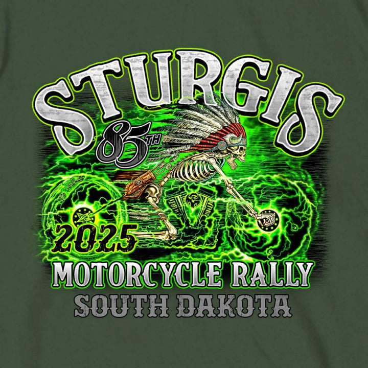 2025 Sturgis Motorcycle Rally Skeleton Chief Military Green Men&