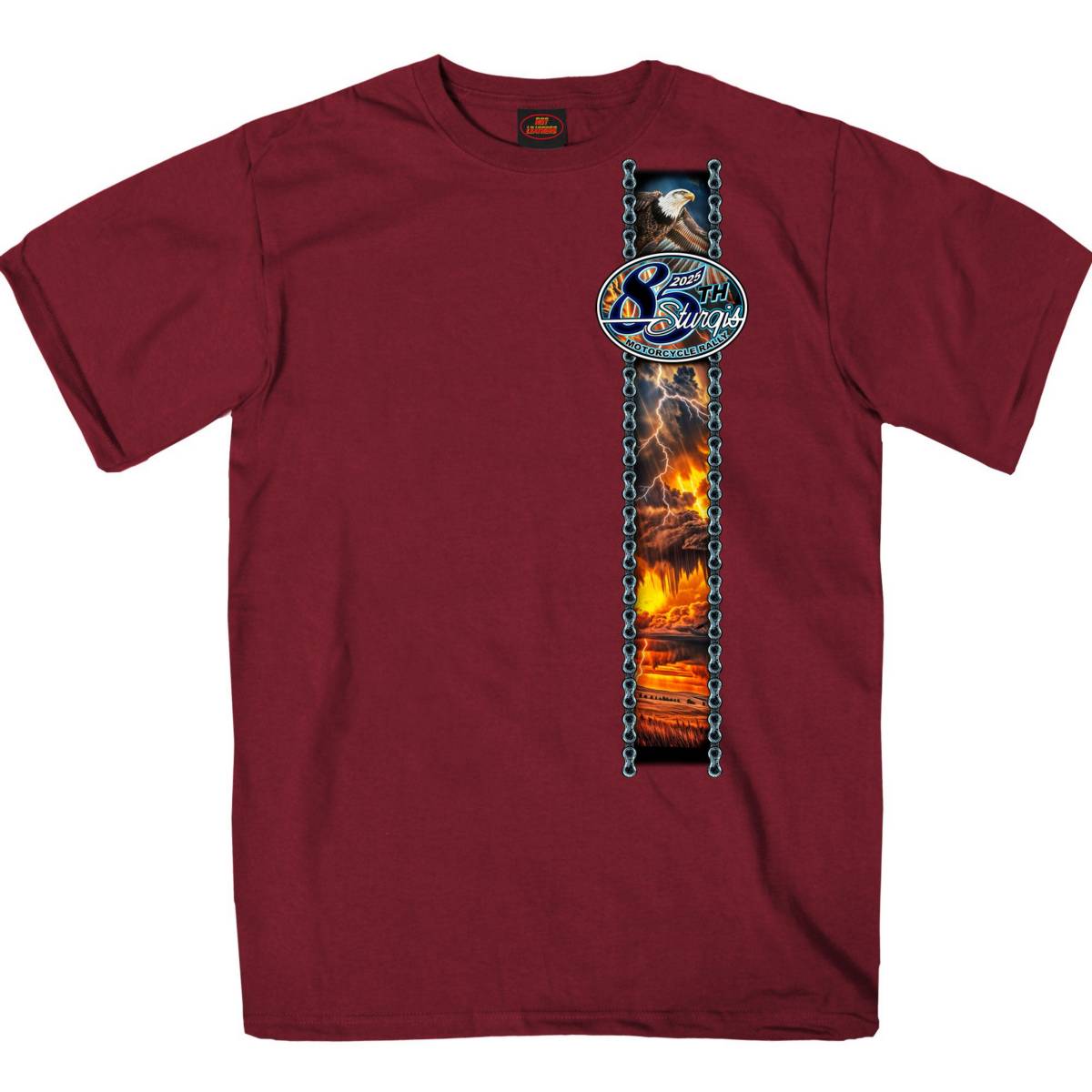 2025 Sturgis Motorcycle Rally American Bison Maroon SS T-Shirt SBP1190