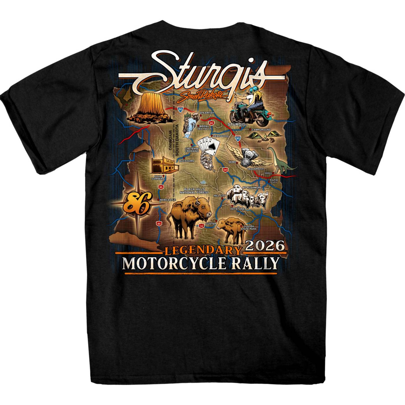 2026 Sturgis Motorcycle Rally Attraction Men's Black T-Shirt - SPB1209