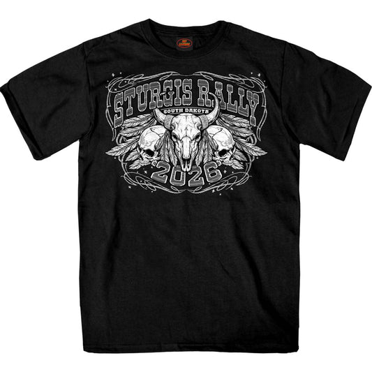 2026 Sturgis Motorcycle Rally Biason Skull Men's Black T-Shirt - SPB1211
