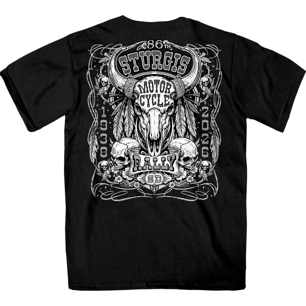 2026 Sturgis Motorcycle Rally Biason Skull Men's Black T-Shirt - SPB1211