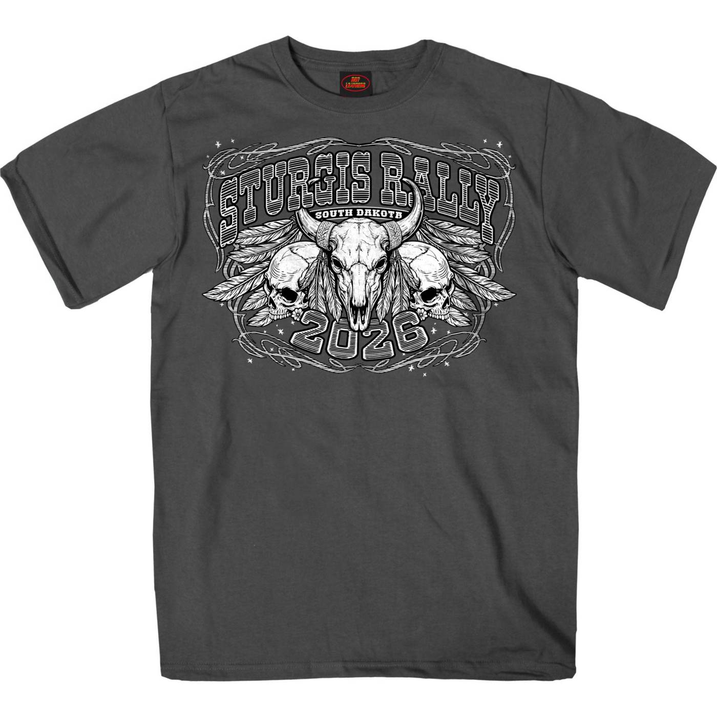 2026 Men's Sturgis Motorcycle Rally Bison Skull Charcoal Short Sleeve T-Shirt - SPB1212