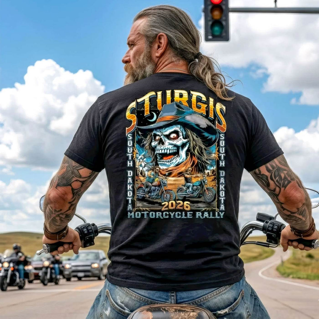 2026 Sturgis Motorcycle Rally Cowboy Skull Men&