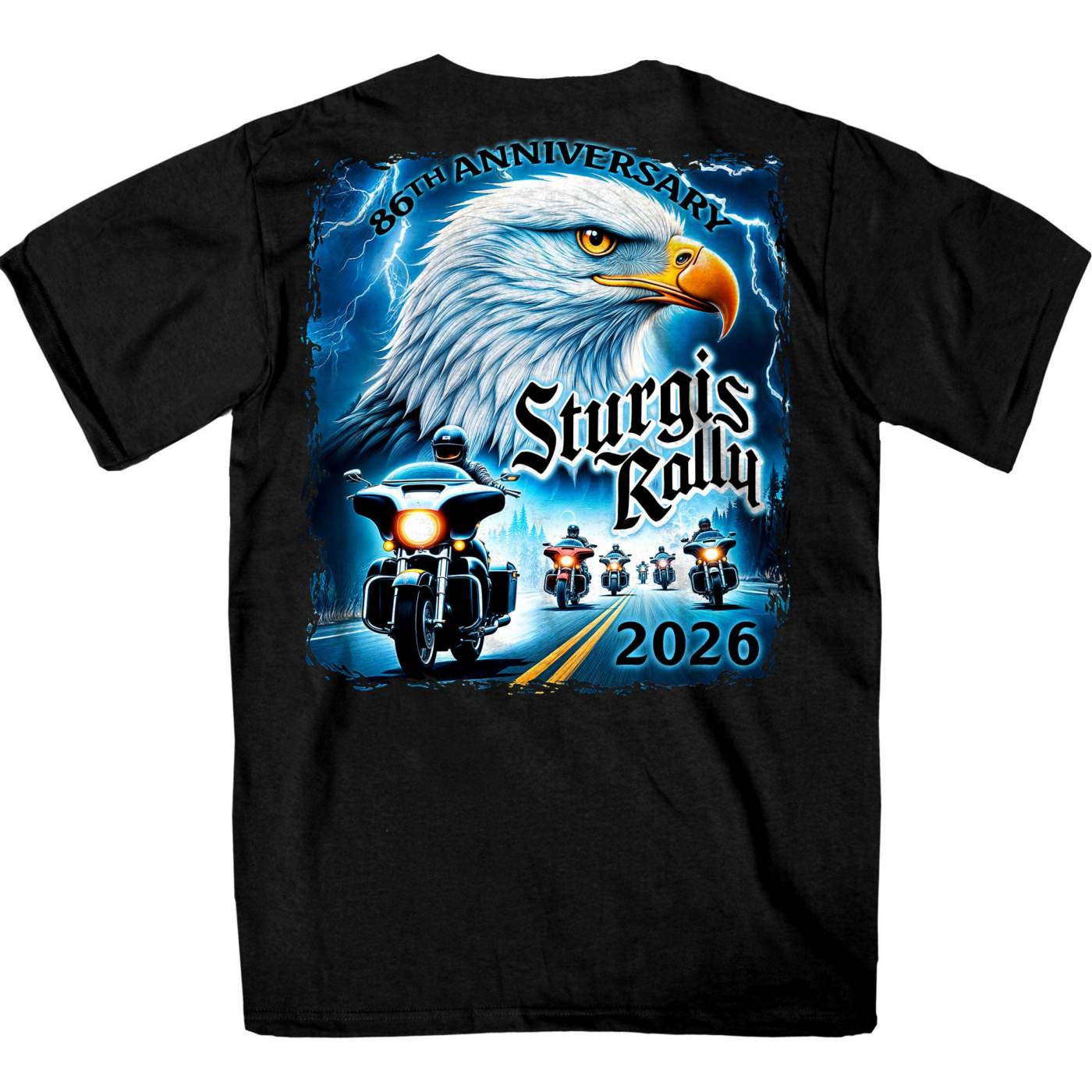 2026 Sturgis Motorcycle Rally Eagle Storm Men's Black T-Shirt - SPB1216