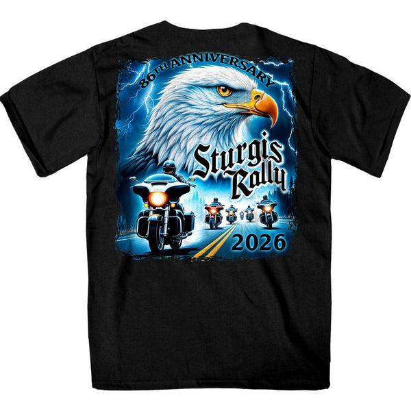 2026 Sturgis Motorcycle Rally Eagle Storm Men's Black Short Sleeve T-Shirt - SPB1216