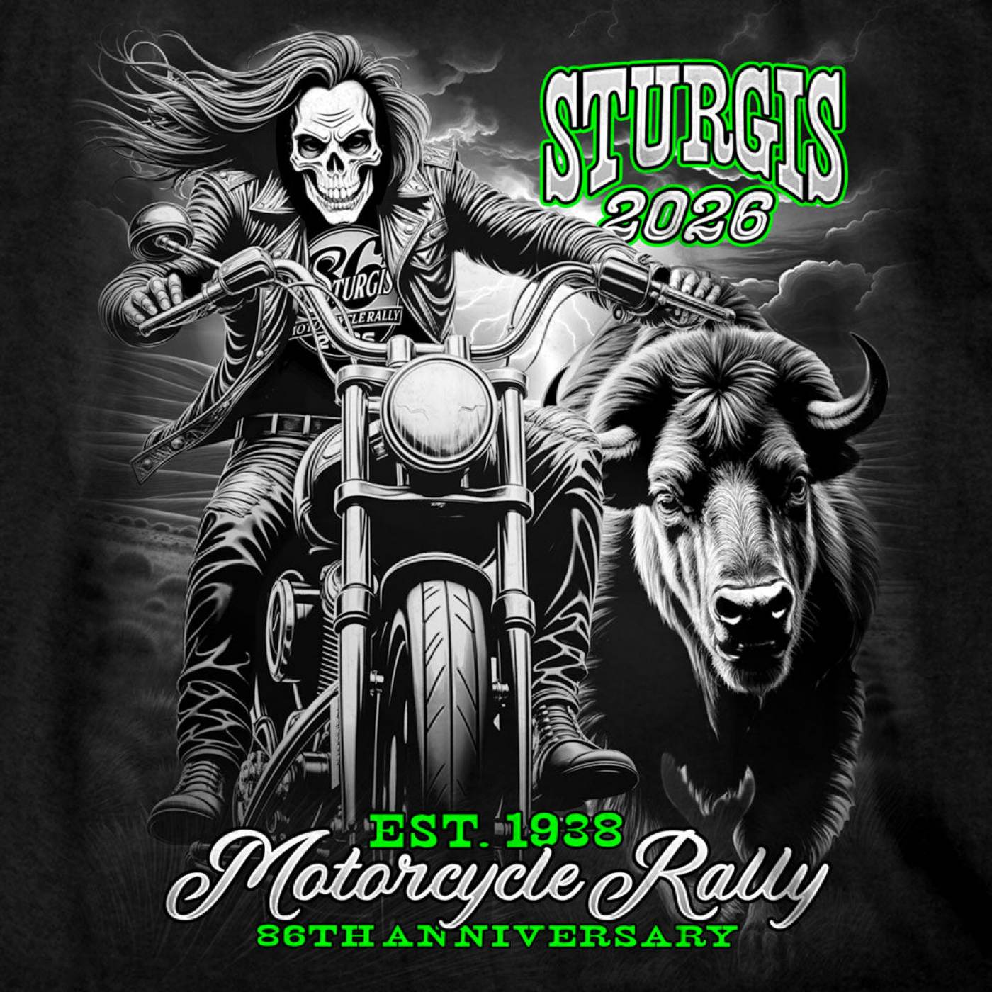 2026 Sturgis Motorcycle Rally Skull Chaser Numone Men's Black T-Shirt - SPB1230