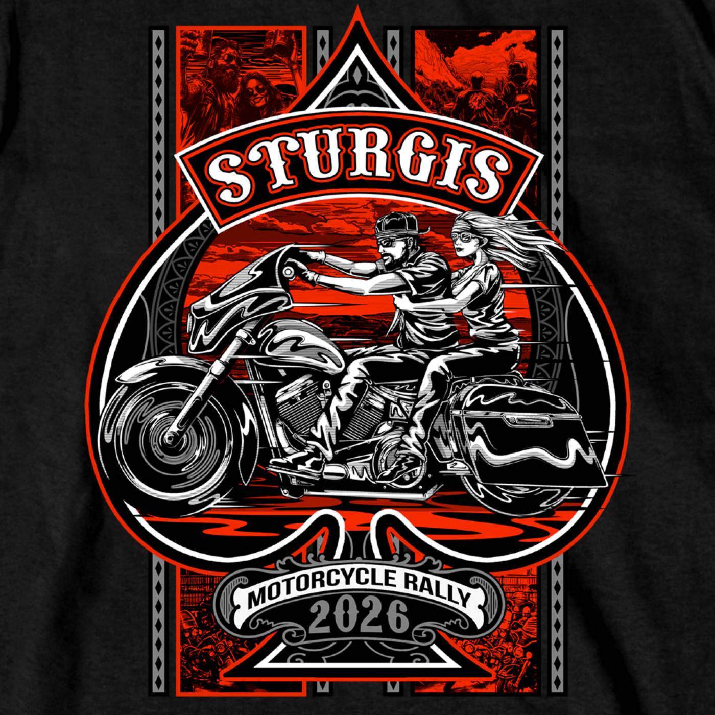 2026 Men's Sturgis Motorcycle Rally Couples Ride Black Short Sleeve T-Shirt - SPB1246