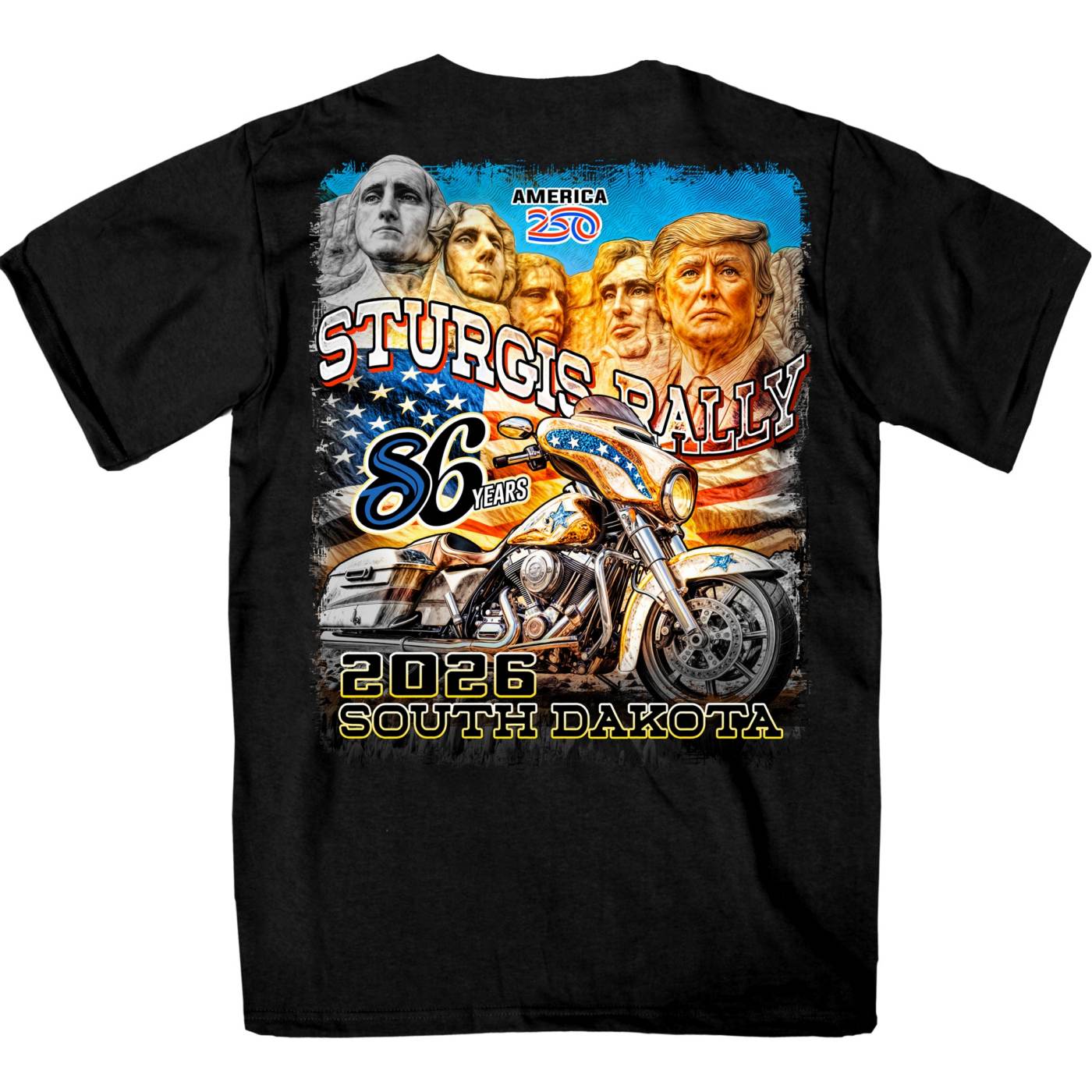 2026 Men's Sturgis Motorcycle Rally Trumpmore Black Short Sleeve T-Shirt - SPB1261