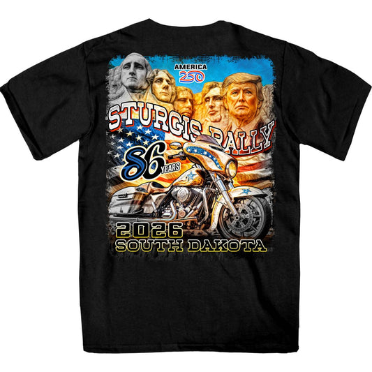 2026 Men's Sturgis Motorcycle Rally Trumpmore Black Short Sleeve T-Shirt - SPB1261