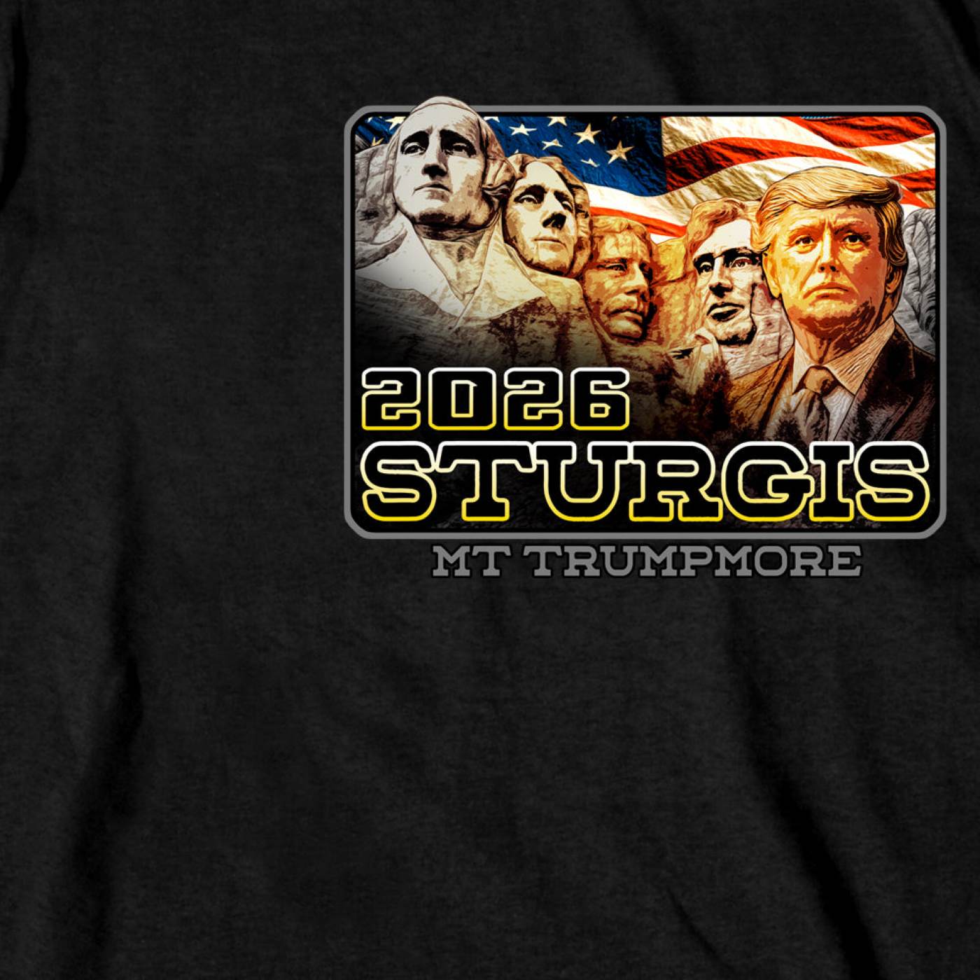 2026 Men's Sturgis Motorcycle Rally Trumpmore Black Short Sleeve T-Shirt - SPB1261