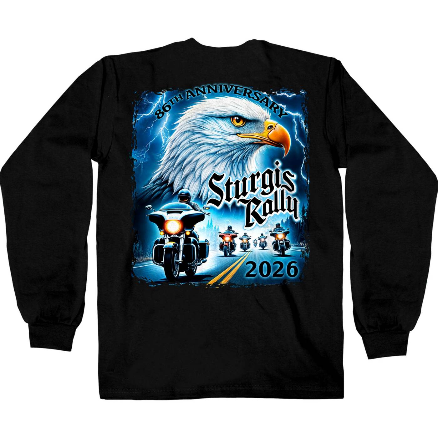 2026 Men's Sturgis Motorcycle Rally Eagle Storm Black Long Sleeve Shirt - SPB2132