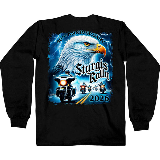 2026 Men's Sturgis Motorcycle Rally Eagle Storm Black Long Sleeve Shirt - SPB2132