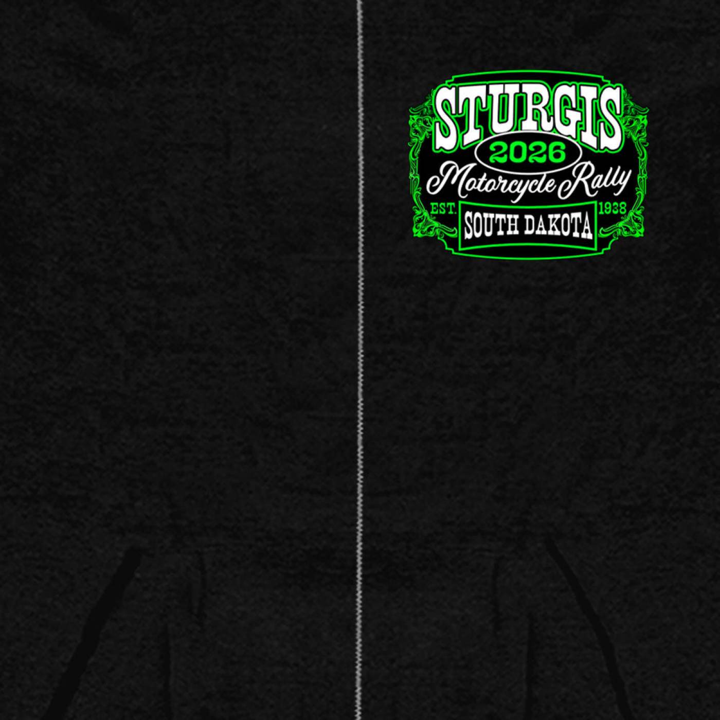2026 Men's Sturgis Motorcycle Rally Skull Chaser #1 Black Zip-Up Hoodie - SPB4116
