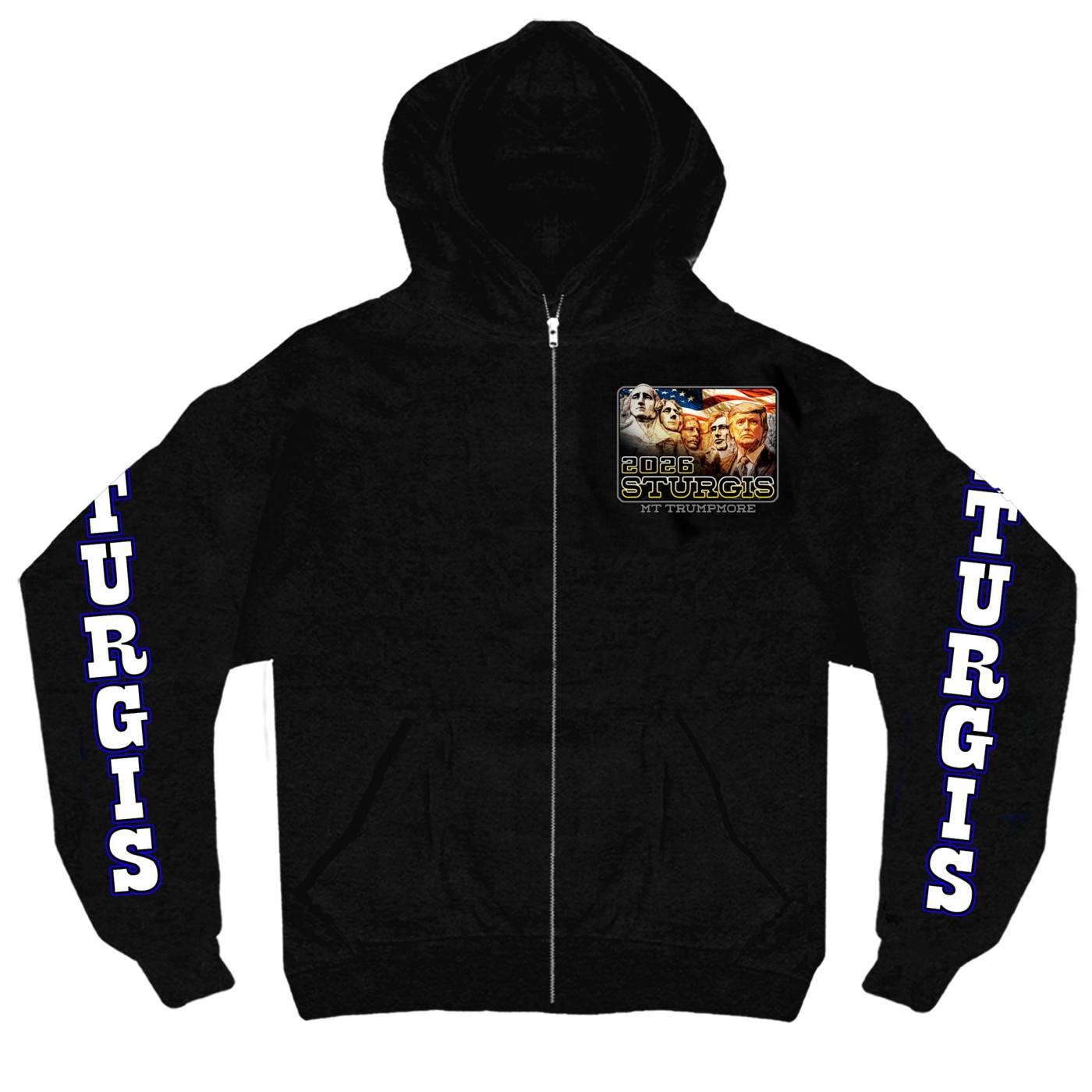 2026 Men's Sturgis Motorcycle Rally Trumpmore Black Zip-Up Hoodie - SPB4121