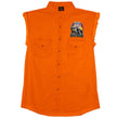 2024 Sturgis Men's Rushmore Orange Motorcycle Rally Sleeveless Denim Button Up Shirt SPB5100