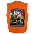 2024 Sturgis Men's Rushmore Orange Motorcycle Rally Sleeveless Denim Button Up Shirt SPB5100