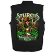 2024 Sturgis #1 Men's Design Eagle & Skull Black Denim Motorcycle Rally Button Up Shirt SPB5101