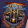 Hot Leathers SPL1825 Women's Navy Blue 2023 Sturgis # 1 American Lady Double Sided T-Shirt