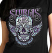 Hot Leathers SPL1827 Women's Black 2023 Sturgis Antique Sugar Skull T-Shirt