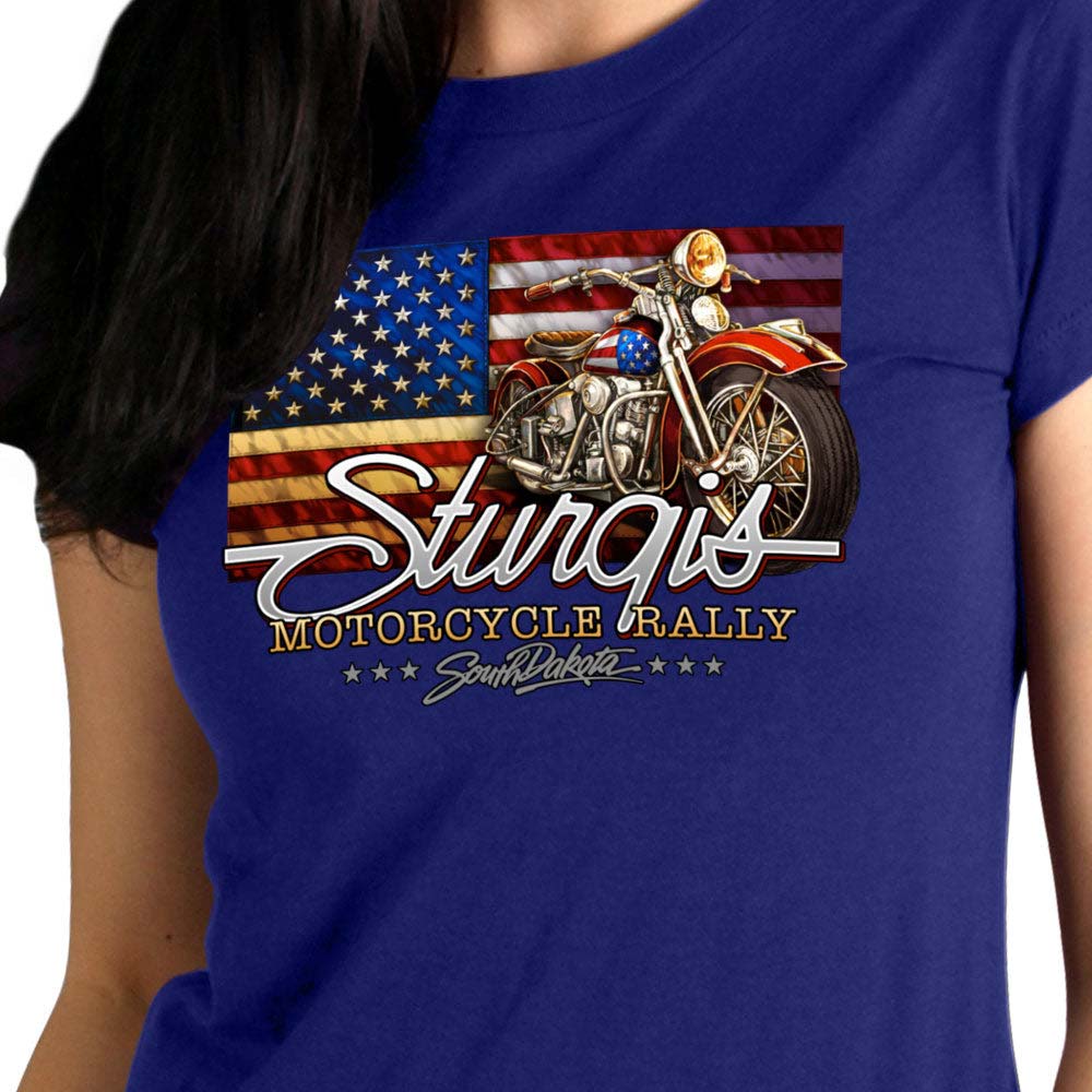 Hot Leathers SPL1853 Women's Navy 2023 Sturgis Rally Rushmore T-Shirt