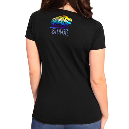 2024 Sturgis Women's Buffalo Black Motorcycle Rally T-Shirt SPL1867